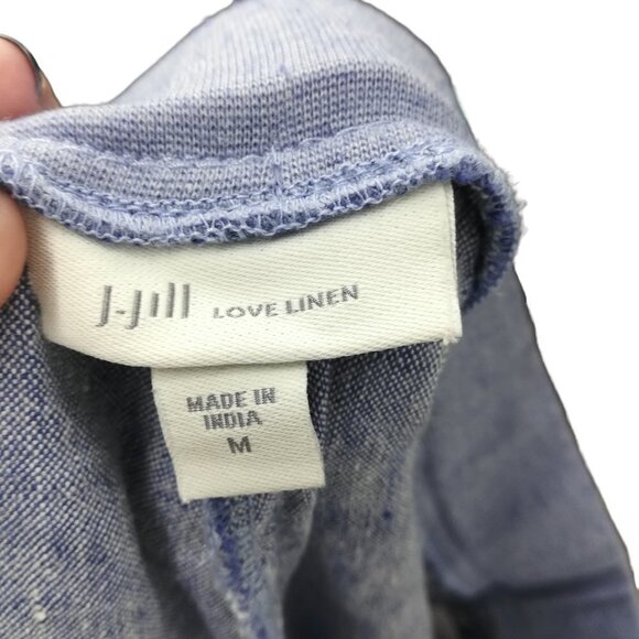 J Jill Love Linen Blue Pull On Tapered Ankle Pants Size M Pockets Lightweight - Picture 2 of 10